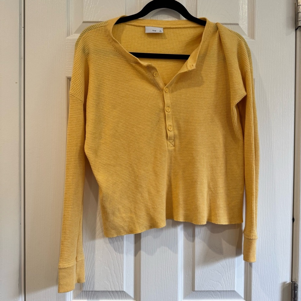 Butter Yellow Waffle Knit Henley Top